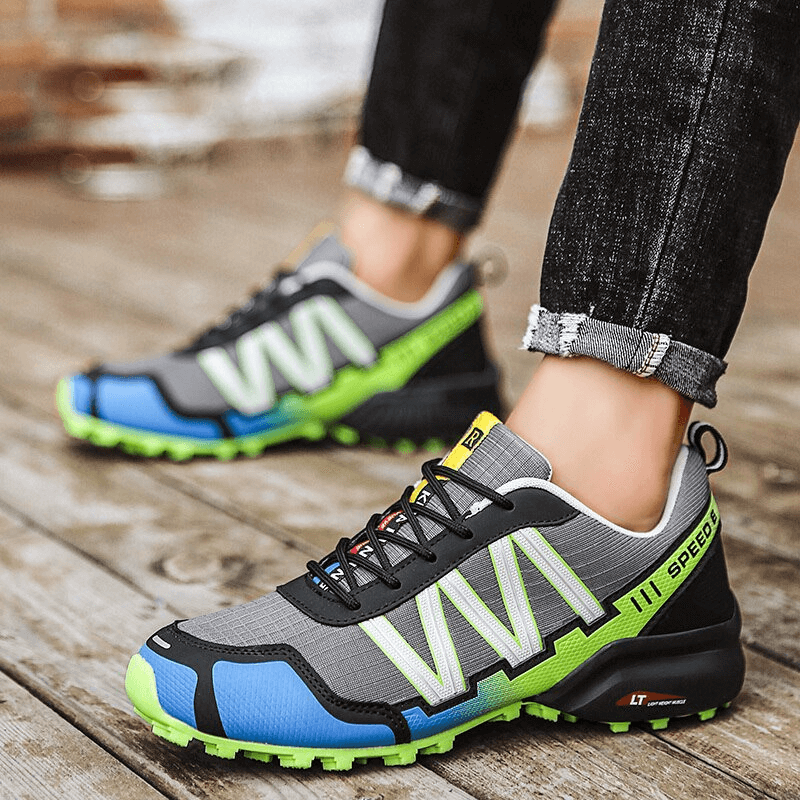 Colorful Waterproof Non-slip Men's Sneakers with lace-up design, perfect for sports or casual wear, featuring breathable mesh and EVA outsole.